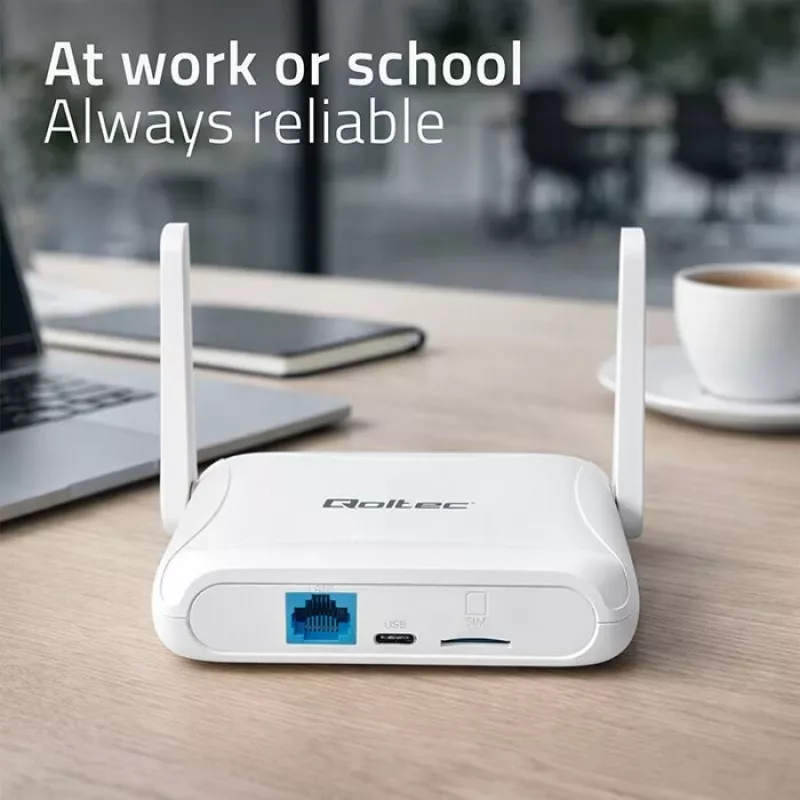 Reititin QOLTEC 56980 – 4G LTE -mobiilireititin Wi‑Fi 6:lla