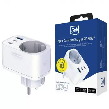 3MK Charger Comfort Charger GaN 30W valkoinen – USB-laturi, 30W GaN-lähtö