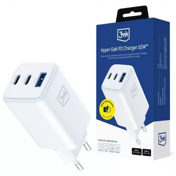 3MK Charger Hyper GaN 65W QC4+ — USB GaN 65W pikalaturi QC4+-tuella
