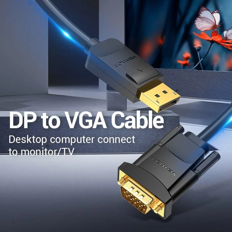 DP–VGA-kaapeli 2M/SCHWARZ musta Hblbh Vention