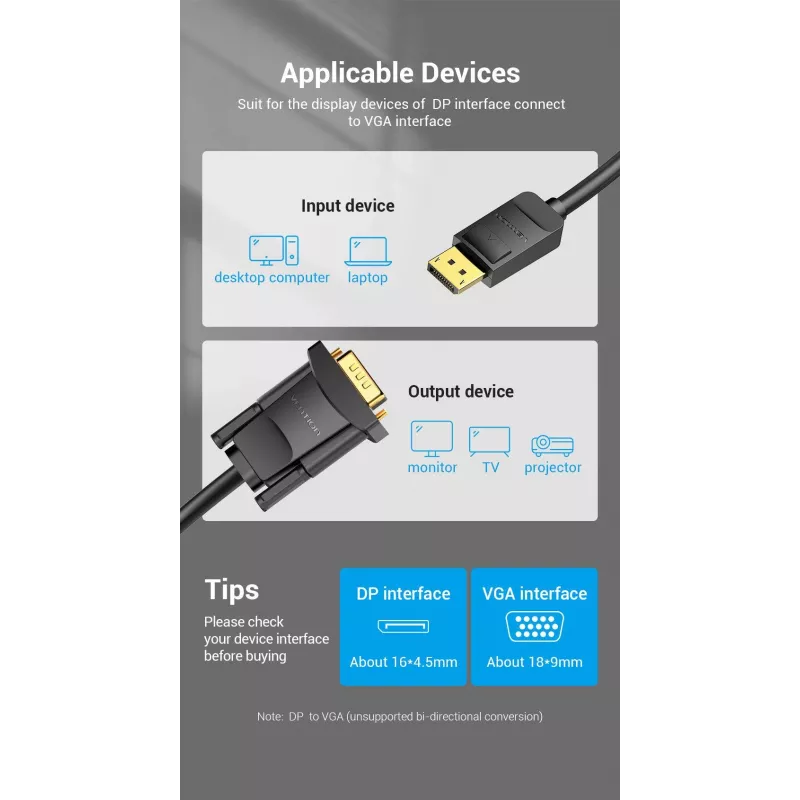 DP–VGA-kaapeli 2M/SCHWARZ musta Hblbh Vention