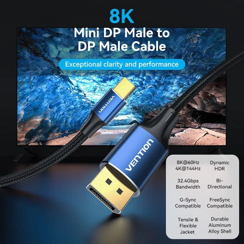 Mini DP–DP-kaapeli 2M/BLAU sininen Hcflh Vention