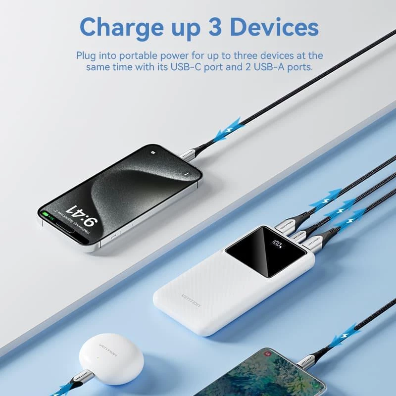 Powerbank USB 10000MAH 22.5W/SCHWARZ musta FHKB0 Vention
