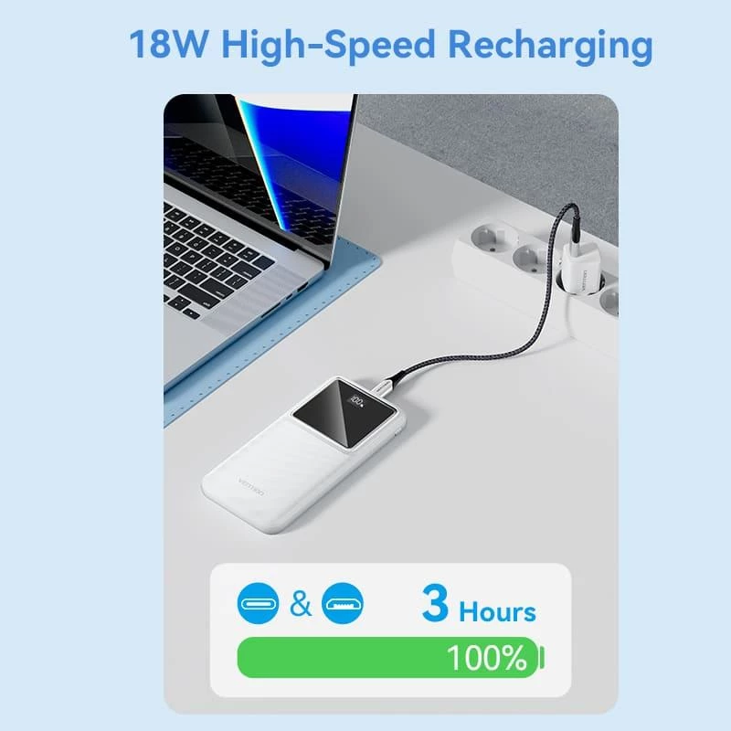 Powerbank USB 10000MAH 22.5W/SCHWARZ musta FHKB0 Vention