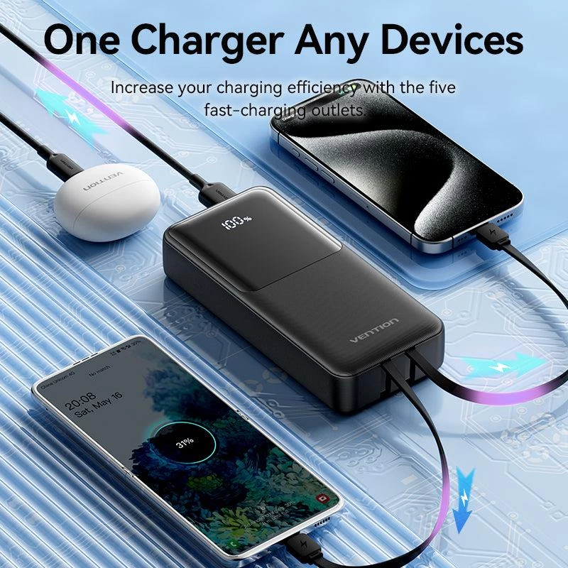 Powerbank USB 20000MAH 22.5W/SCHWARZ musta FHPB0 Vention