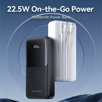 Powerbank USB 20000MAH 22.5W/WEISS valkoinen FHPW0 Vention