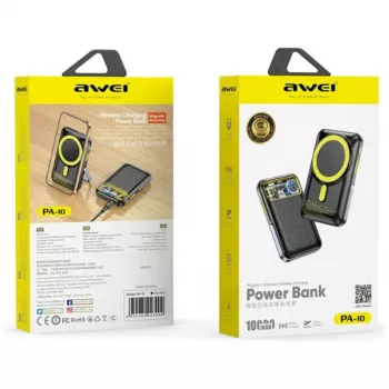 Powerbank Awei PA-10 10000 mAh induktiivinen MagSafe musta