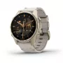 Älykello GARMIN Fenix 8 43 mm, 1,3 tuuman AMOLED 416×416, kosketusnäyttö, Wi‑Fi, GPS, 32 GB, kultainen kotelo, harmaa nahkaranneke