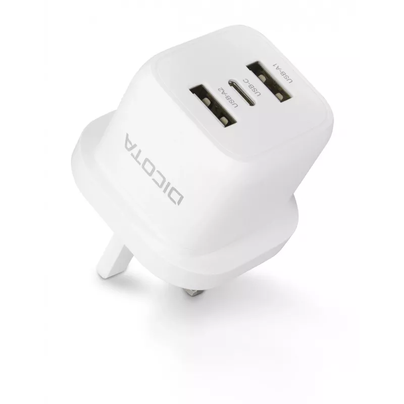 Dicota virtalähde - kompakti, kannettava - 32 wattia - 3 A - 3 lähtöporttia (USB-C, 2 x USB)