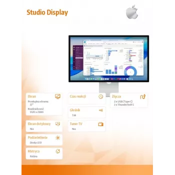 Apple Studio Display -näyttö (vakioglas) kallistettavalla ja korkeussäädettävällä jalustalla