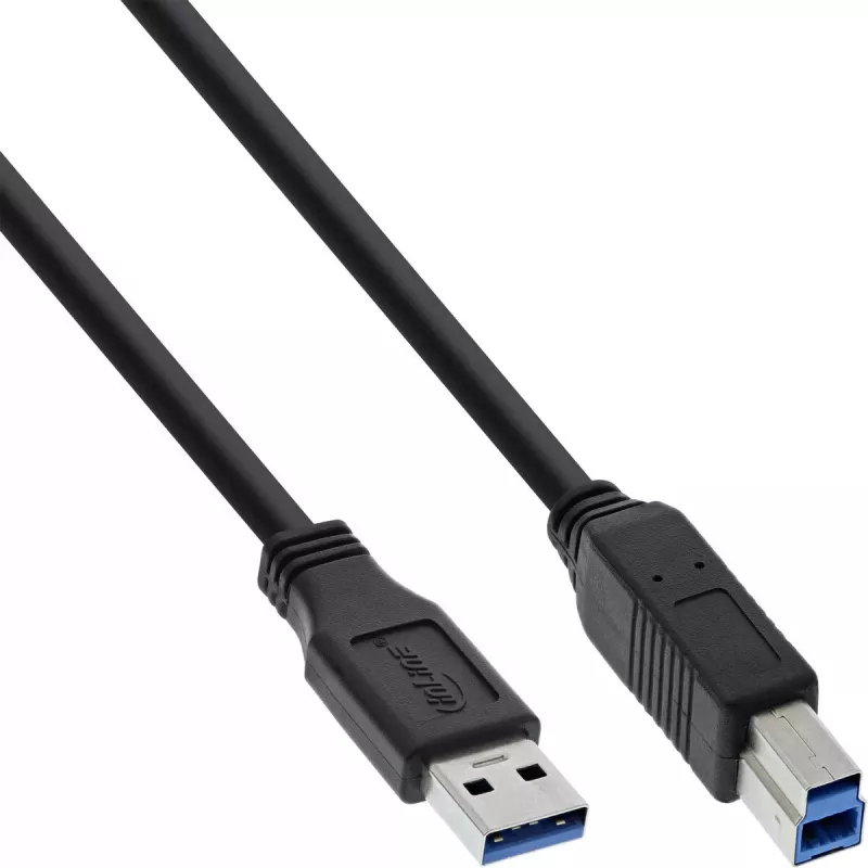 InLine USB 3.2 Gen.1 kaapeli Type-A uros – Type-B uros, 5 Gbit/s, 1,5 m, musta