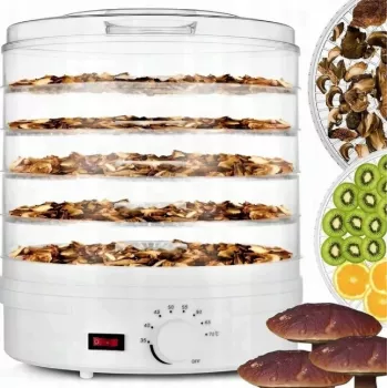 Extralink Home suuri kuivuri sienille, hedelmille, vihanneksille ja yrteille, tehokas Pro 500W + 5 tarjotinta 27cm valkoinen