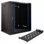 Extralink Lite 12U 530X400 seinäasennus rack-kaappi musta, välilevyllä