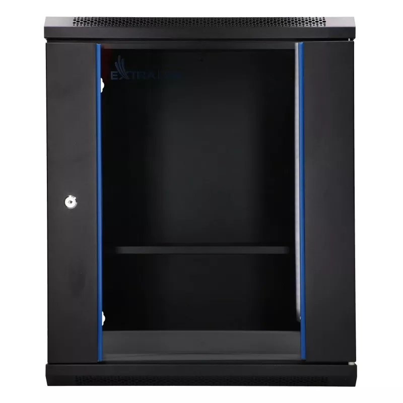 Extralink Lite 12U 530X400 seinäasennus rack-kaappi musta, välilevyllä
