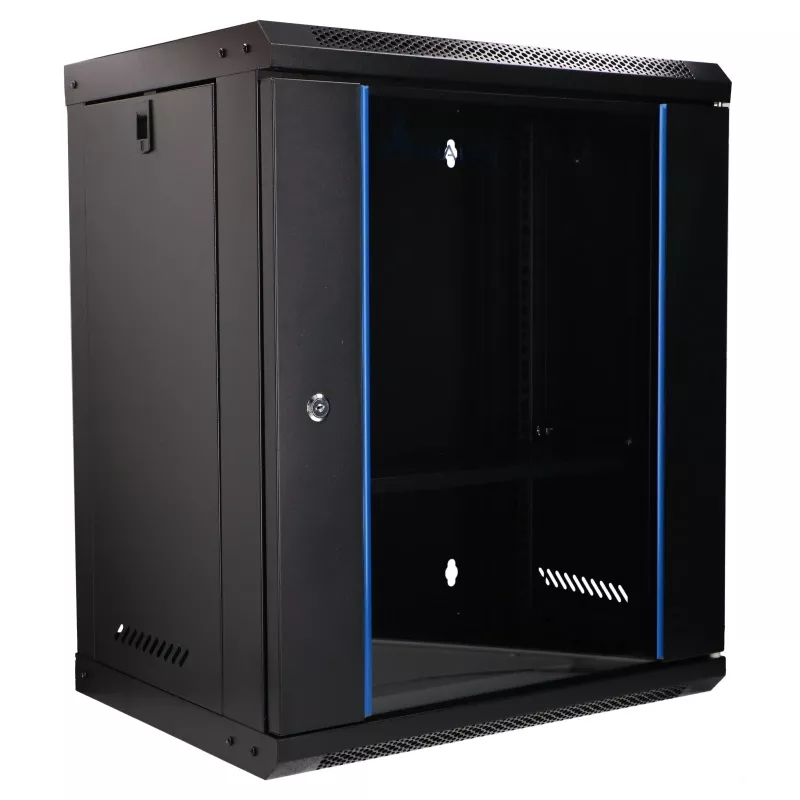 Extralink Lite 12U 530X400 seinäasennus rack-kaappi musta, välilevyllä