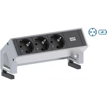 BACHMANN DESK2 1x suojakosketinpistorasia 1x USB-laturi ruostumaton teräs (902.5712)