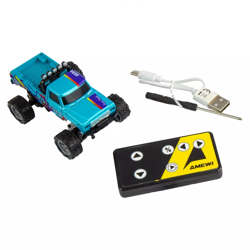 RC-monsteriauto Amewi DieCast 1:64 RTR sininen – painevalettu 1:64 mittakaava, ajovalmis