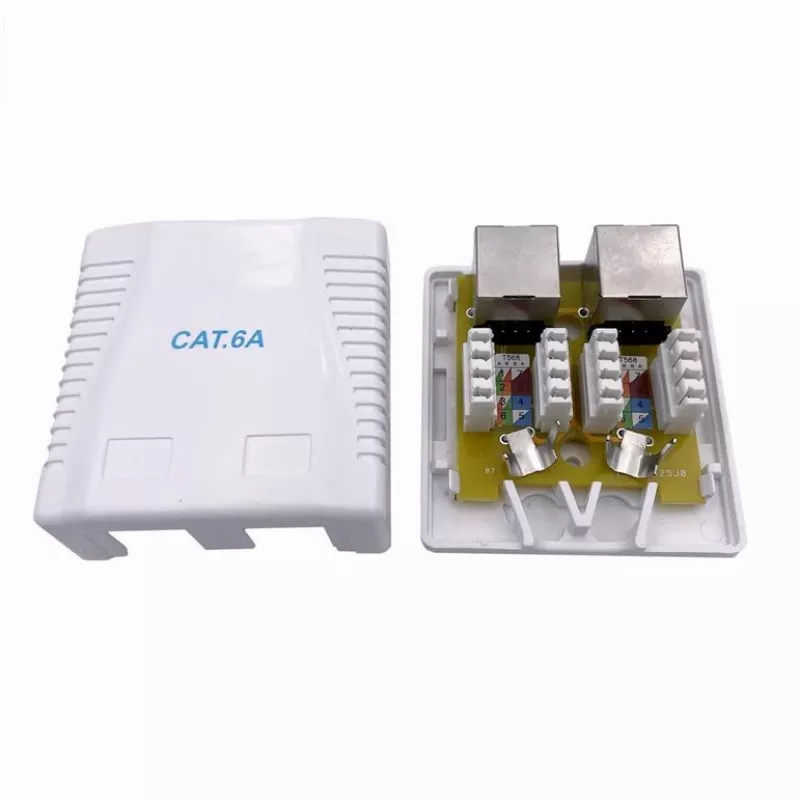 Seinäasennettava suojattu verkkopistorasia GEMBIRD pinta-asennettava 2×RJ45 Cat6A FTP