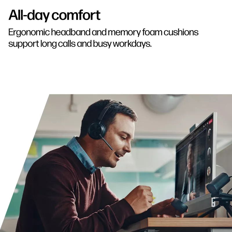HP Poly Voyager Focus 2-M USB-C-C kuulokemikrofoni USB-C/A-sovitin lataustelakka Poly+ 3 vuotta