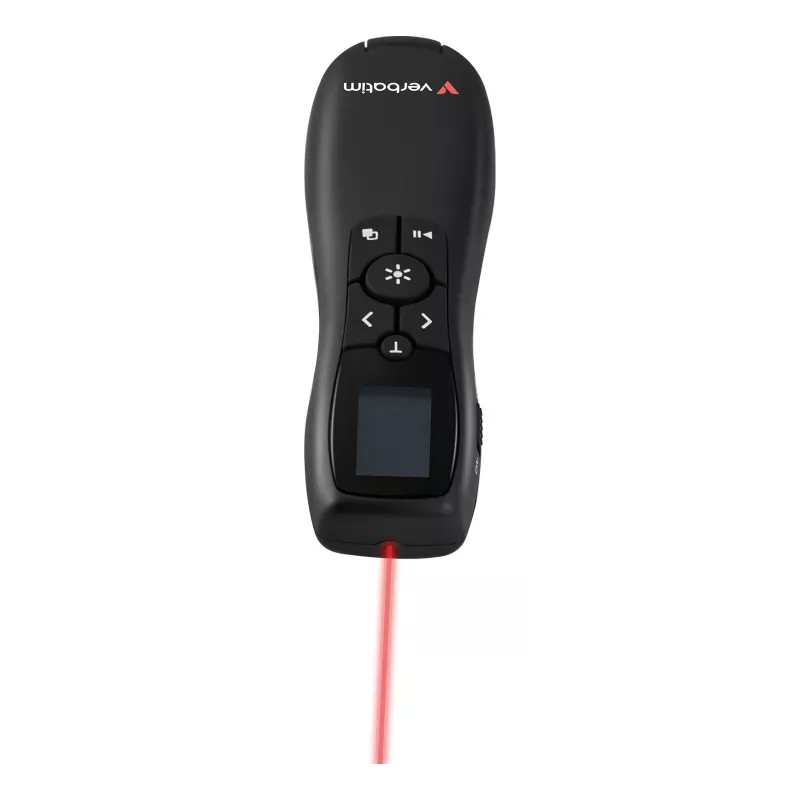 Verbatim Keynote langaton esityskaukosäädin LCD-näytöllä, RF, USB, 30 m, musta