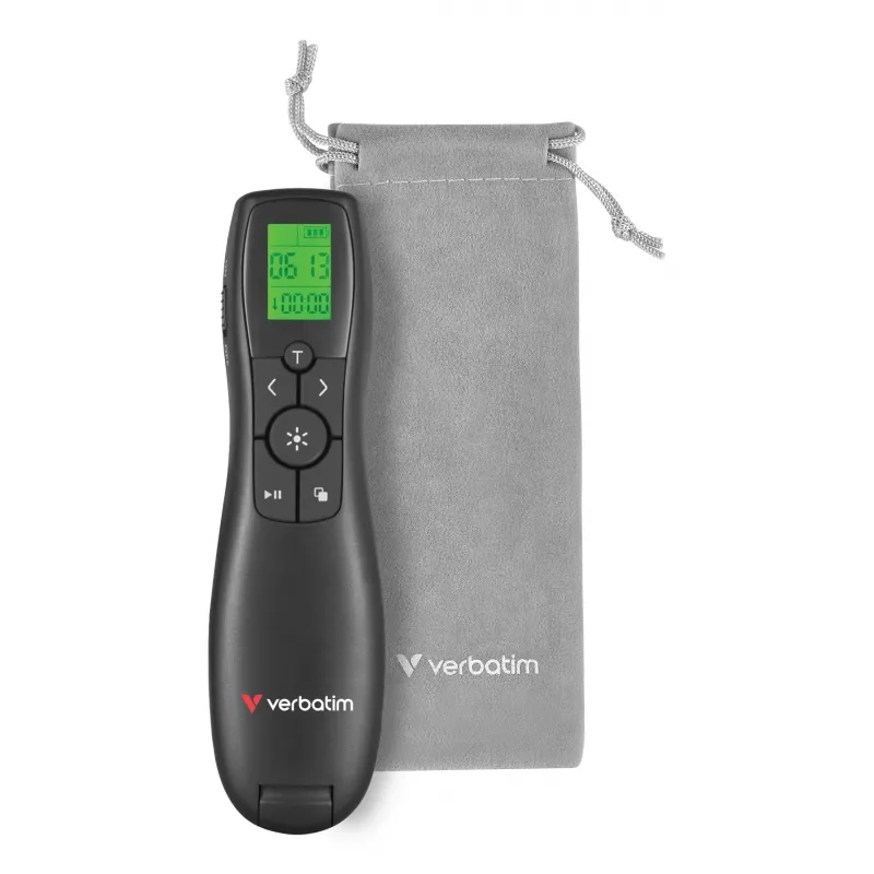 Verbatim Keynote langaton esityskaukosäädin LCD-näytöllä, RF, USB, 30 m, musta