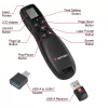 Verbatim Keynote langaton esityskaukosäädin LCD-näytöllä, RF, USB, 30 m, musta