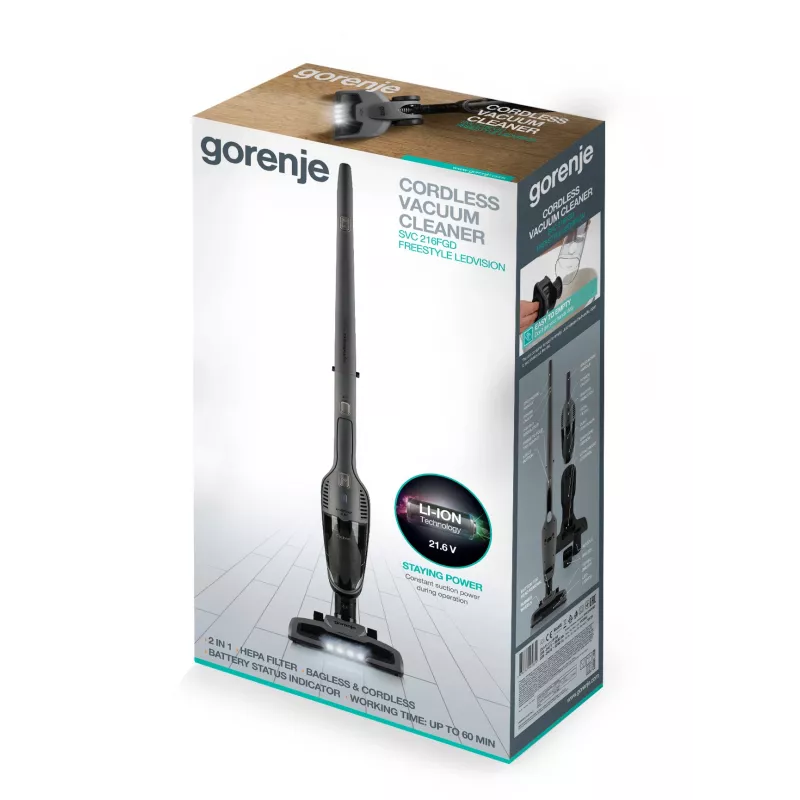 Gorenje SVC216FGD 2-in-1 varsi-imuri akku kuiva HEPA musta