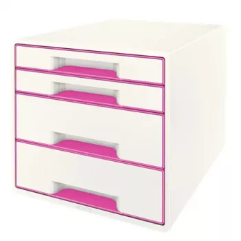 Leitz laatikosto WOW Cube 4-osainen, 4 laatikkoa, muovi, pinkki, valkoinen, 1 kpl, 287 mm, 270 mm