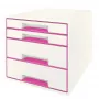 Leitz laatikosto WOW Cube 4-osainen, 4 laatikkoa, muovi, pinkki, valkoinen, 1 kpl, 287 mm, 270 mm