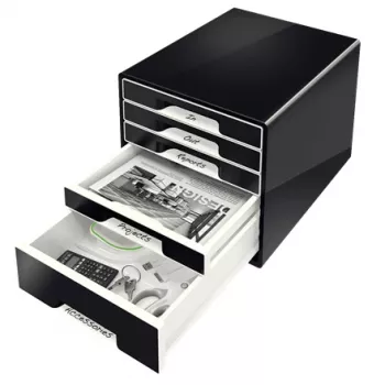 Leitz Desk Cube 5-laatikkoinen, 5 laatikkoa, muovi, musta, 1 kpl, 270 mm, 287 mm