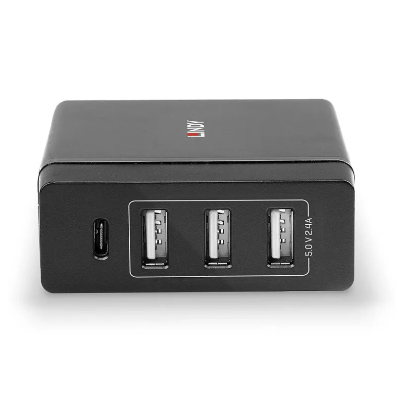 Lindy 4 portin USB Type-C ja A älylaturi Power Delivery -tuella, 72W