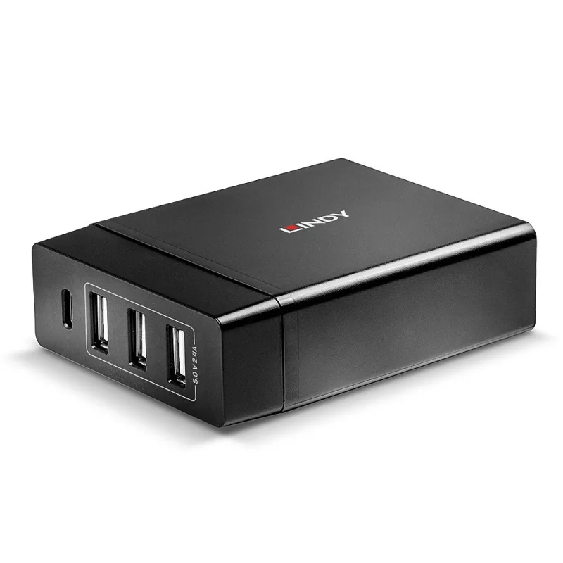 Lindy 4 portin USB Type-C ja A älylaturi Power Delivery -tuella, 72W