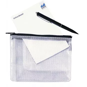 Rexel Mesh Bag mustalla vetoketjulla A6, A6, PVC, musta, läpinäkyvä, 170 mm, 7 mm, 16 g