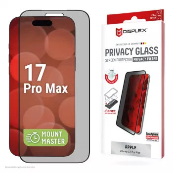Privacy näytönsuojalasi karkaistusta lasista e.v.i. Displex (10H) Apple iPhone 17 Pro Max, tietosuojasuodatin