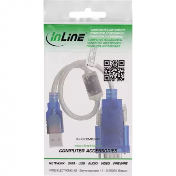 InLine 33304X USB-sarja-adapterikaapeli ferriitillä, USB-A - 9-napainen Sub-D urosliitin