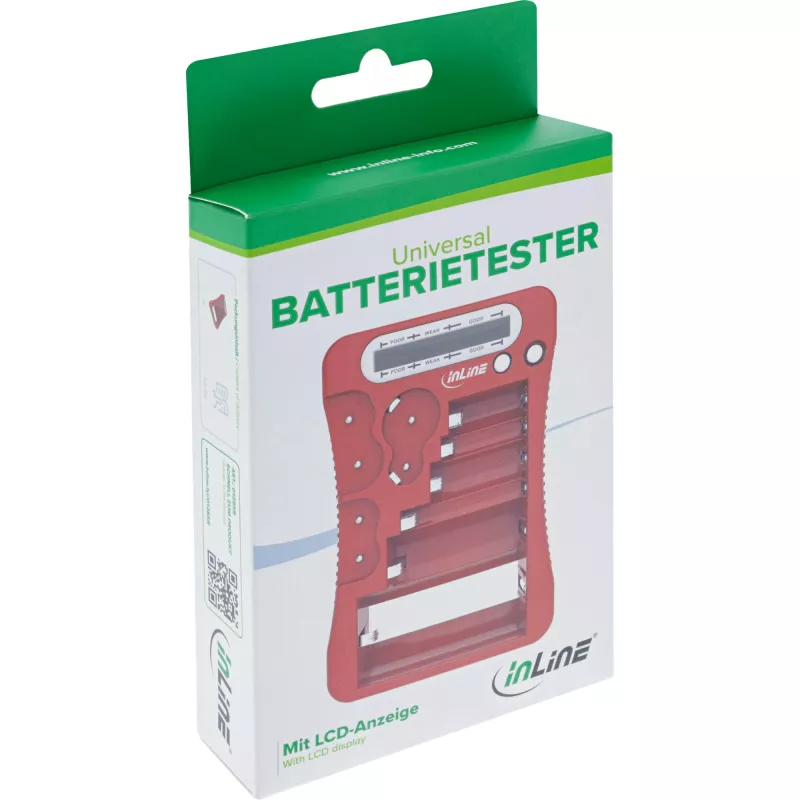 InLine 01285R akkutesteri LCD-näytöllä