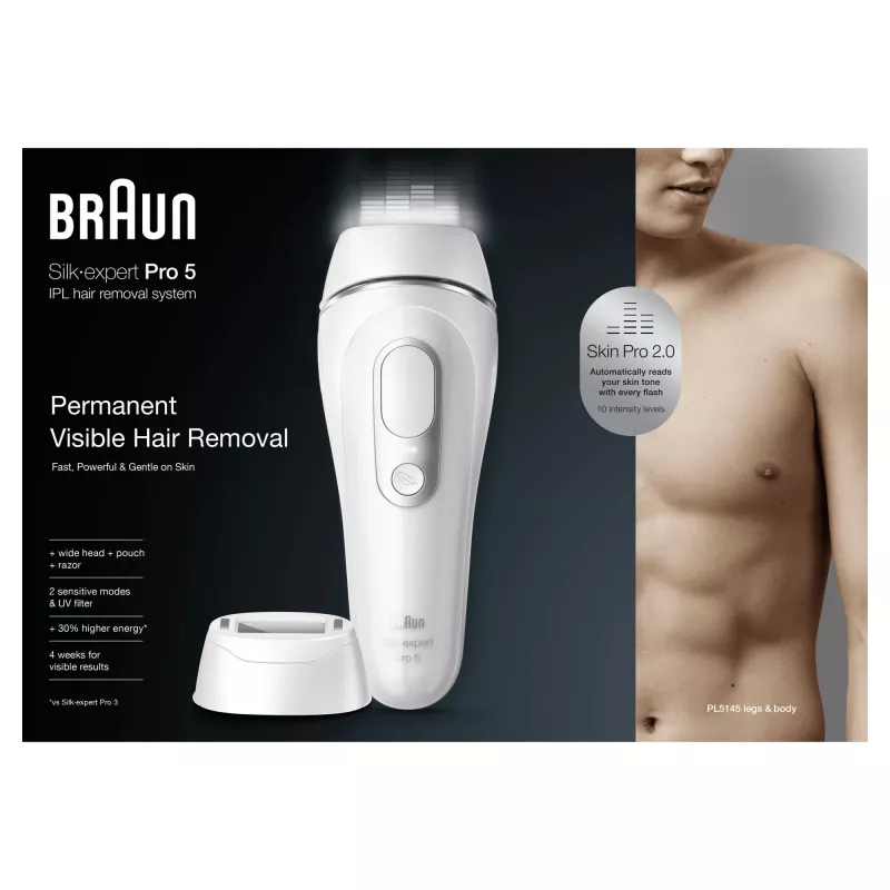 Braun Silk-expert Pro Silk·expert Pro 5 PL5145 voimakas pulssivalo (IPL) hopea, valkoinen