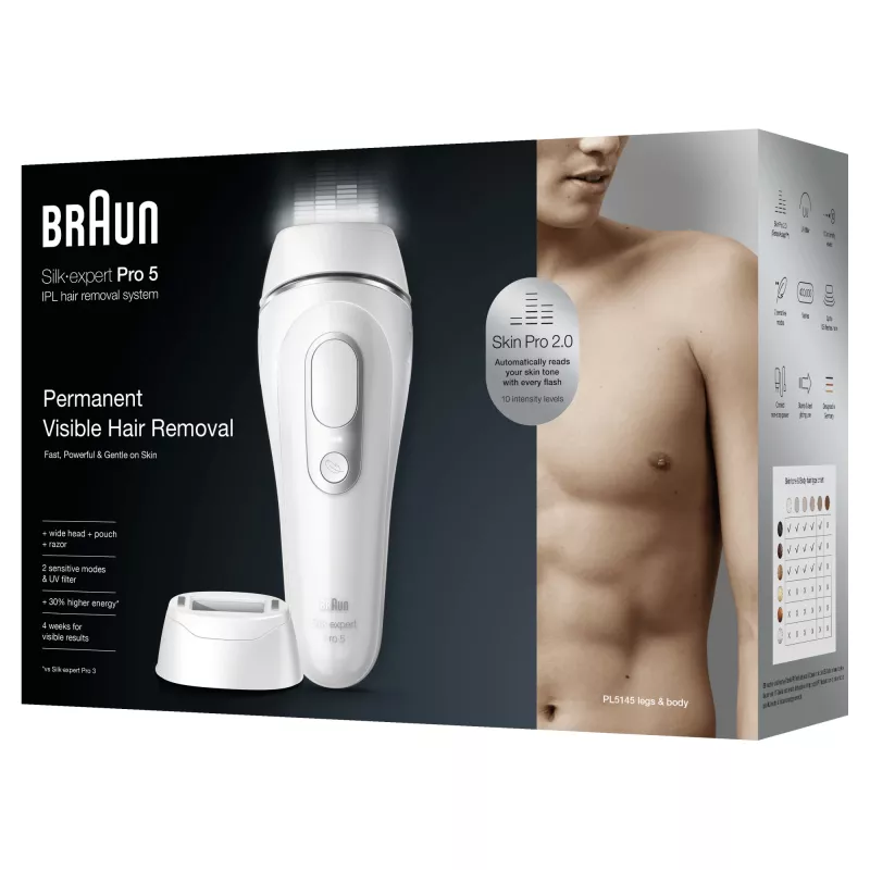Braun Silk-expert Pro Silk·expert Pro 5 PL5145 voimakas pulssivalo (IPL) hopea, valkoinen
