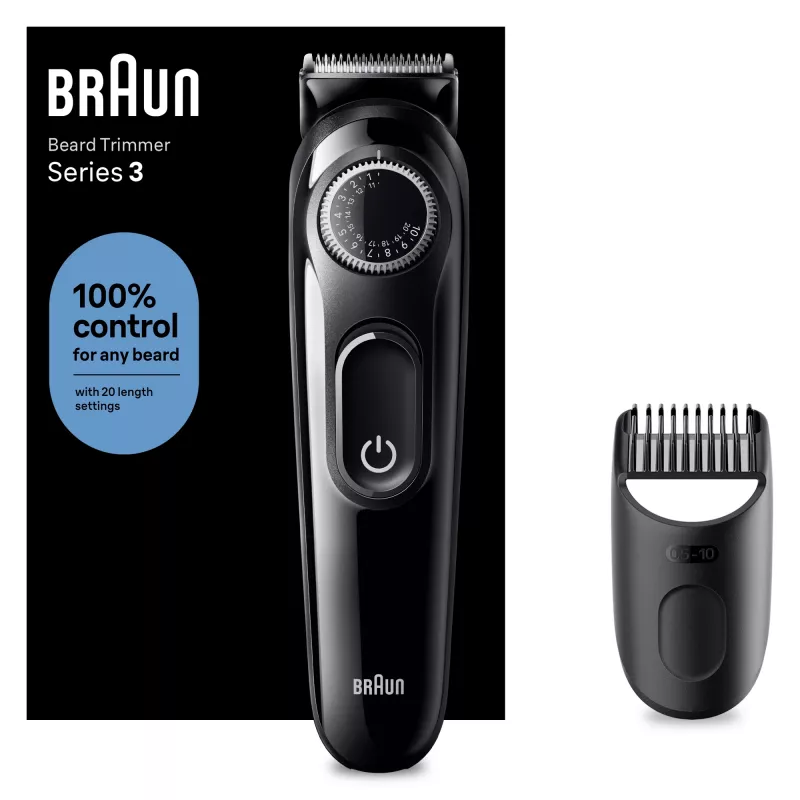 Braun BeardTrimmer 3 Beard Trm 3 BT3400, pestävä, paristo, musta
