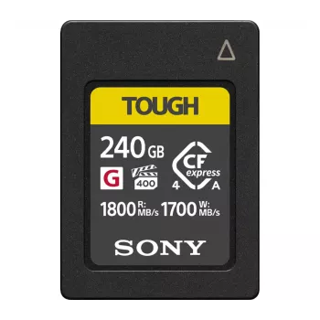 CFexpress-muistikortti Sony CEA-G240T 240 GB, luku 1800 MB/s, kirjoitus 1700 MB/s, pölyn- ja kosteudenkestävä