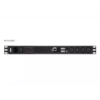 ATEN Basic Metered 1U PDU ylijännitesuojalla, Basic, Metered, 1U, musta, LCD, 18 AC-lähtöä, C13-liitäntä