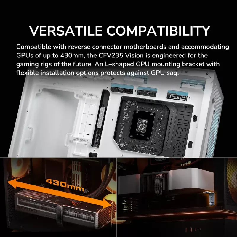 Cougar CFV235 Vision Midi Tower PC-kotelo, ARGB, 9,16 inch LCD (1920×462), karkaistu lasi, musta