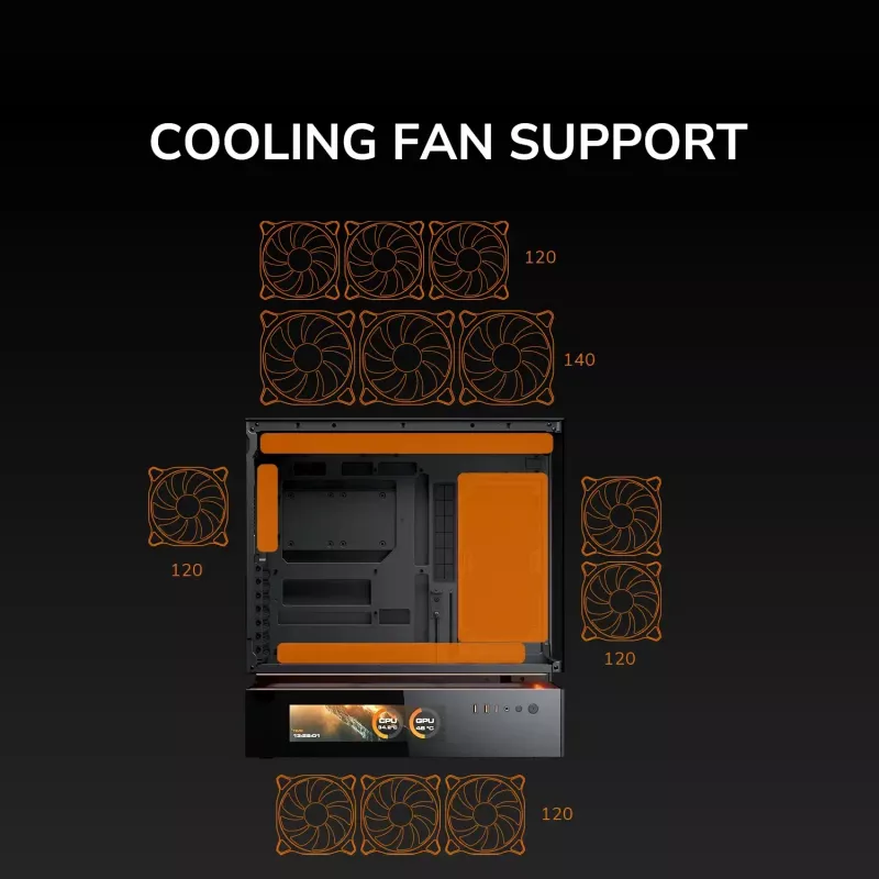 Cougar CFV235 Vision Midi Tower PC-kotelo, ARGB, 9,16 inch LCD (1920×462), karkaistu lasi, musta