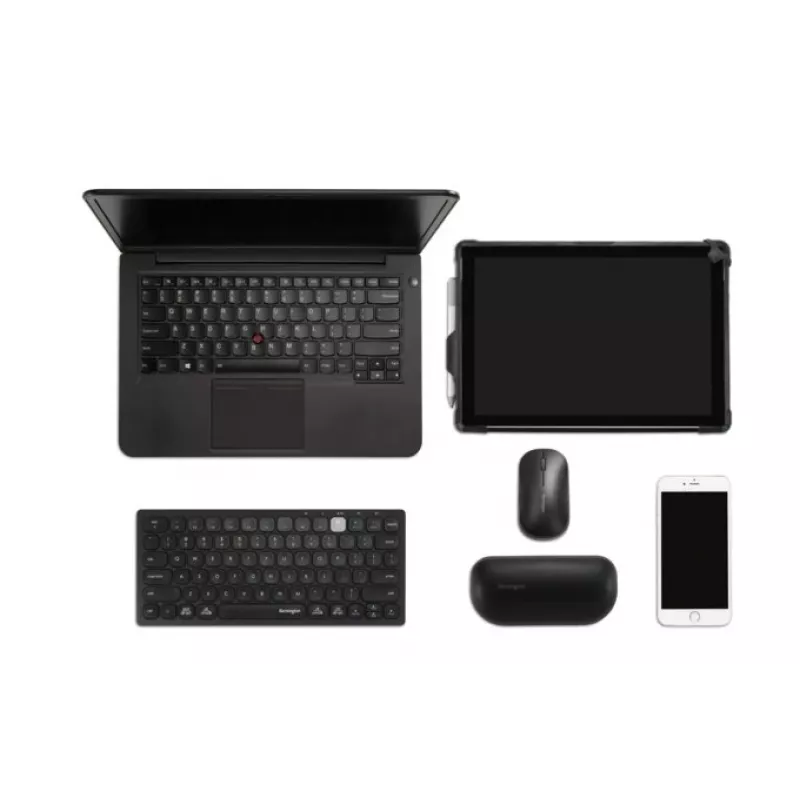 Kensington Dual Wireless Compact -näppäimistö - BE, mini, langaton, RF langaton + Bluetooth, AZERTY, musta