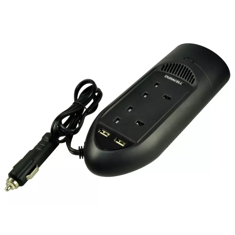 Duracell 175W kaksois-UK-pistorasia-invertteri, yleiskäyttöinen, auto, 12 V, 175 W, 12 V, DC-AC