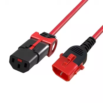 ACT virtajohto C13 IEC Lock+ - C14 IEC Lock Dual Locking punainen 0,50 m, PC3613