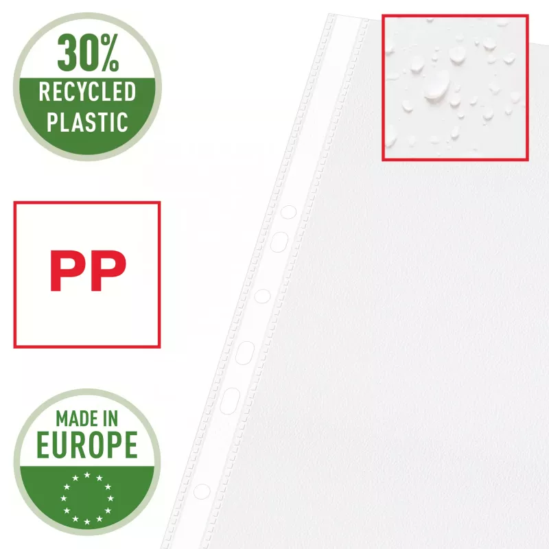 Esselte Quality Pocket A3 pysty, 30 % kierrätettyä muovia pre-consumer-materiaalista