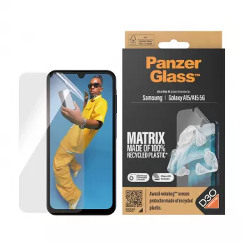 PanzerGlass ® ECO MATRIX näytönsuoja D3O® Samsung Galaxy A15 | A15 5G | Ultra-Wide Fit AlignerKitillä