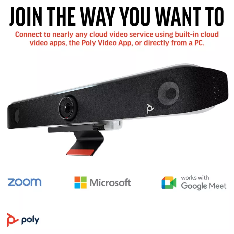 HP Poly Studio X52 All-In-One videopalkki, ryhmävideoneuvottelujärjestelmä, 4K Ultra HD, 30 fps, 95°, 5x, Android