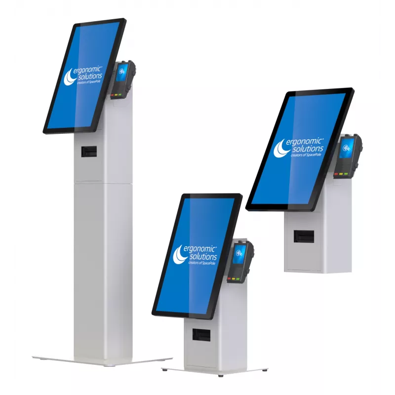 Kiosk-sarja Ergonomic Solutions SpacePole Mini Kiosk pöytämalli musta metalli